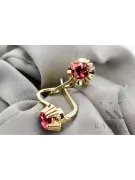 Kolczyki Rubin 14k żółte złoto Vintage unikatowe vec027y